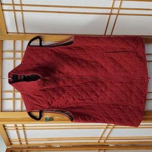 Nomadic Traders Dark Red Quilted Zip Vest Microsuede L